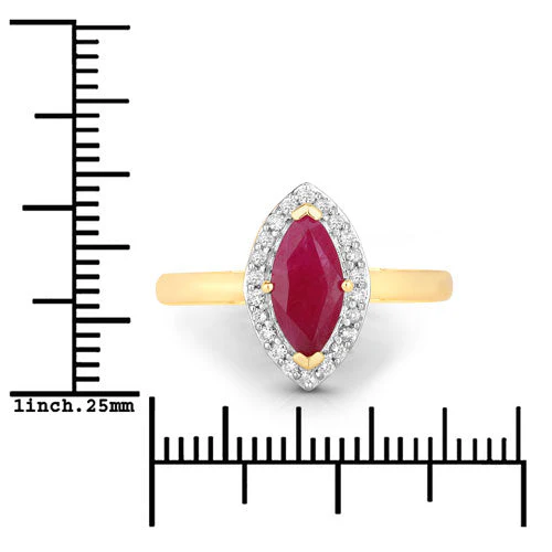 1.57 Carat Genuine Ruby and White Diamond 14K Yellow Gold Ring - Image 3