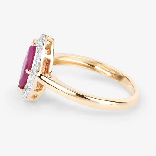 1.57 Carat Genuine Ruby and White Diamond 14K Yellow Gold Ring - Image 6