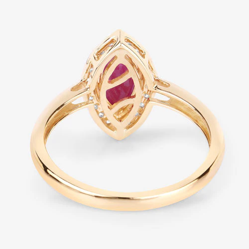 1.57 Carat Genuine Ruby and White Diamond 14K Yellow Gold Ring - Image 7