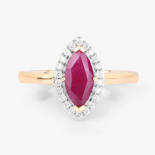 1.57 Carat Genuine Ruby and White Diamond 14K Yellow Gold Ring - Image 8