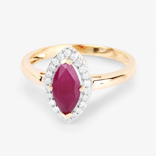 1.57 Carat Genuine Ruby and White Diamond 14K Yellow Gold Ring - Image 9