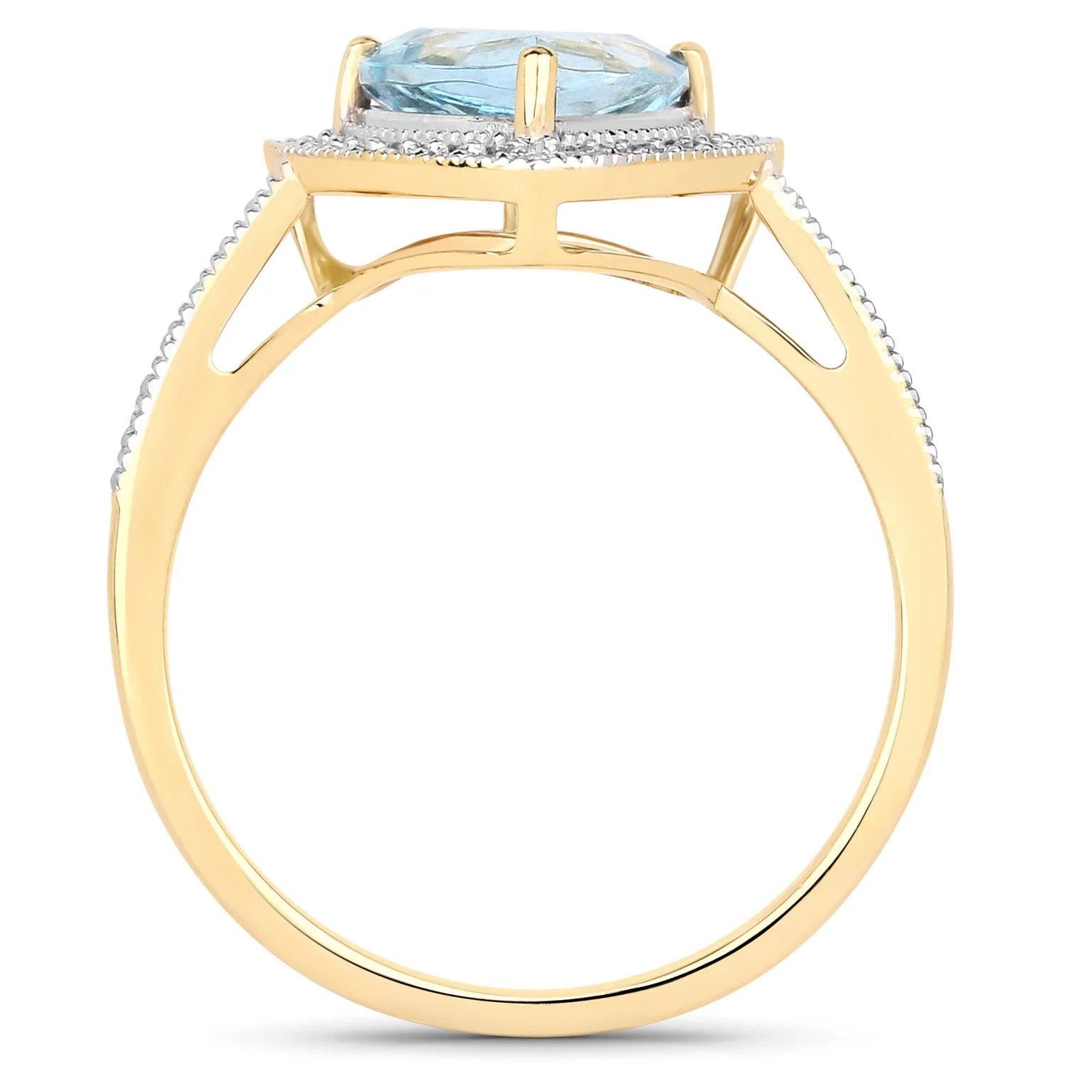 1.58 Carat Genuine Aquamarine and White Diamond 14K Yellow Gold Ring - Image 2