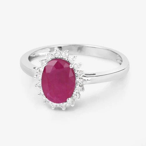 1.58 Carat Genuine Ruby and White Diamond 10K White Gold Ring - Image 9