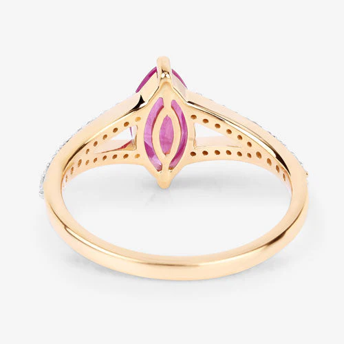 1.58 Carat Genuine Ruby and White Diamond 14K Yellow Gold Ring - Image 7