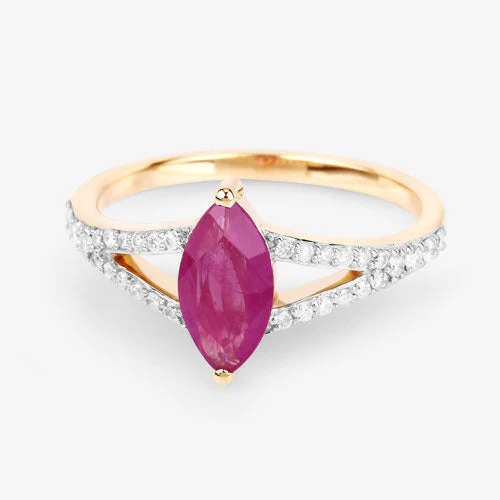 1.58 Carat Genuine Ruby and White Diamond 14K Yellow Gold Ring - Image 9