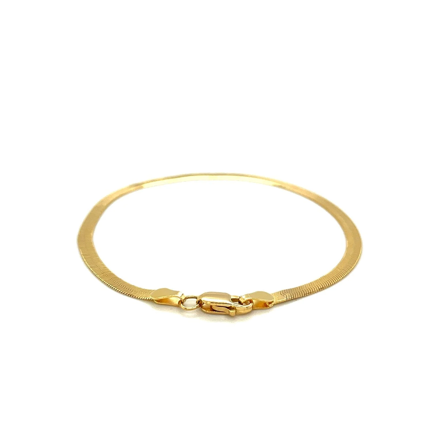1.5mm 14k Yellow Gold Super Flex Herringbone Anklet - Image 6