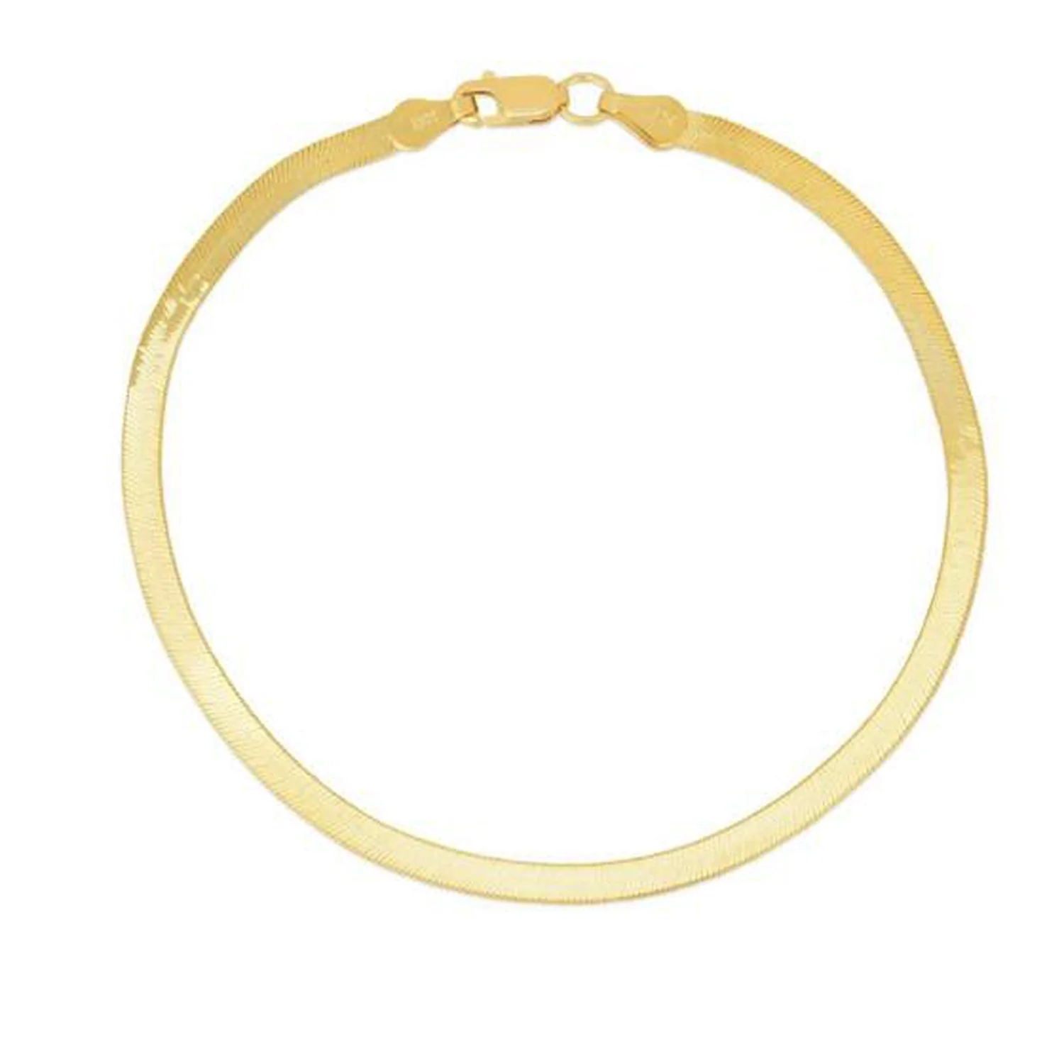1.5mm 14k Yellow Gold Super Flex Herringbone Anklet - Image 4