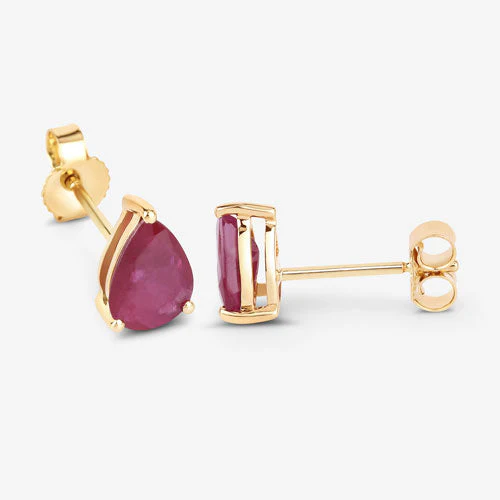 1.60 Carat Genuine Ruby 10K Yellow Gold Earrings - Image 8