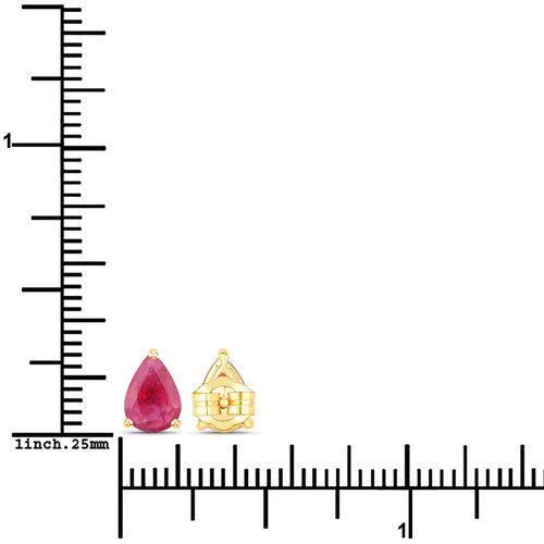 1.60 Carat Genuine Ruby 14K Yellow Gold Earrings - Image 3
