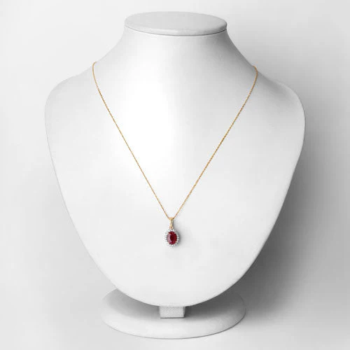 1.60 Carat Genuine Ruby and White Diamond 10K Yellow Gold Pendant - Image 2