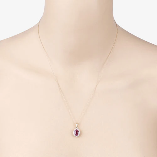 1.60 Carat Genuine Ruby and White Diamond 10K Yellow Gold Pendant - Image 6