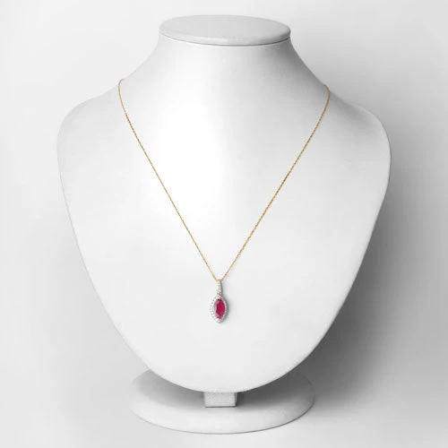 1.60 Carat Genuine Ruby and White Diamond 14K Yellow Gold Pendant - Image 2