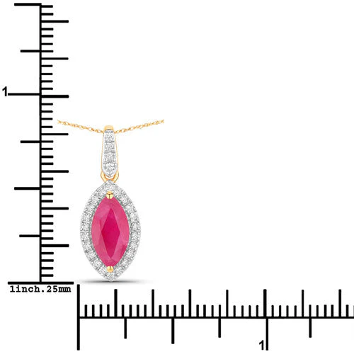 1.60 Carat Genuine Ruby and White Diamond 14K Yellow Gold Pendant - Image 3