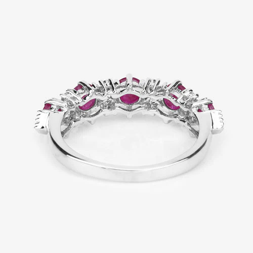 1.61 Carat Genuine Ruby and White Diamond 14K White Gold Ring - Image 14