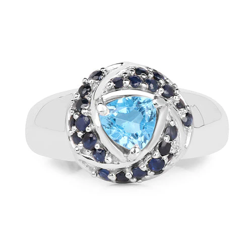 1.61 Carat Genuine Swiss Blue Topaz & Blue Sapphire .925 Sterling Silver Ring - Image 4