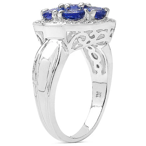 1.61 Carat Genuine Tanzanite .925 Sterling Silver Ring - Image 5