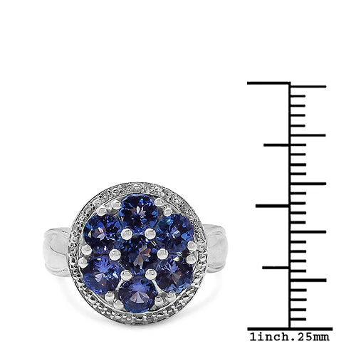 1.61 Carat Genuine Tanzanite .925 Sterling Silver Ring - Image 6