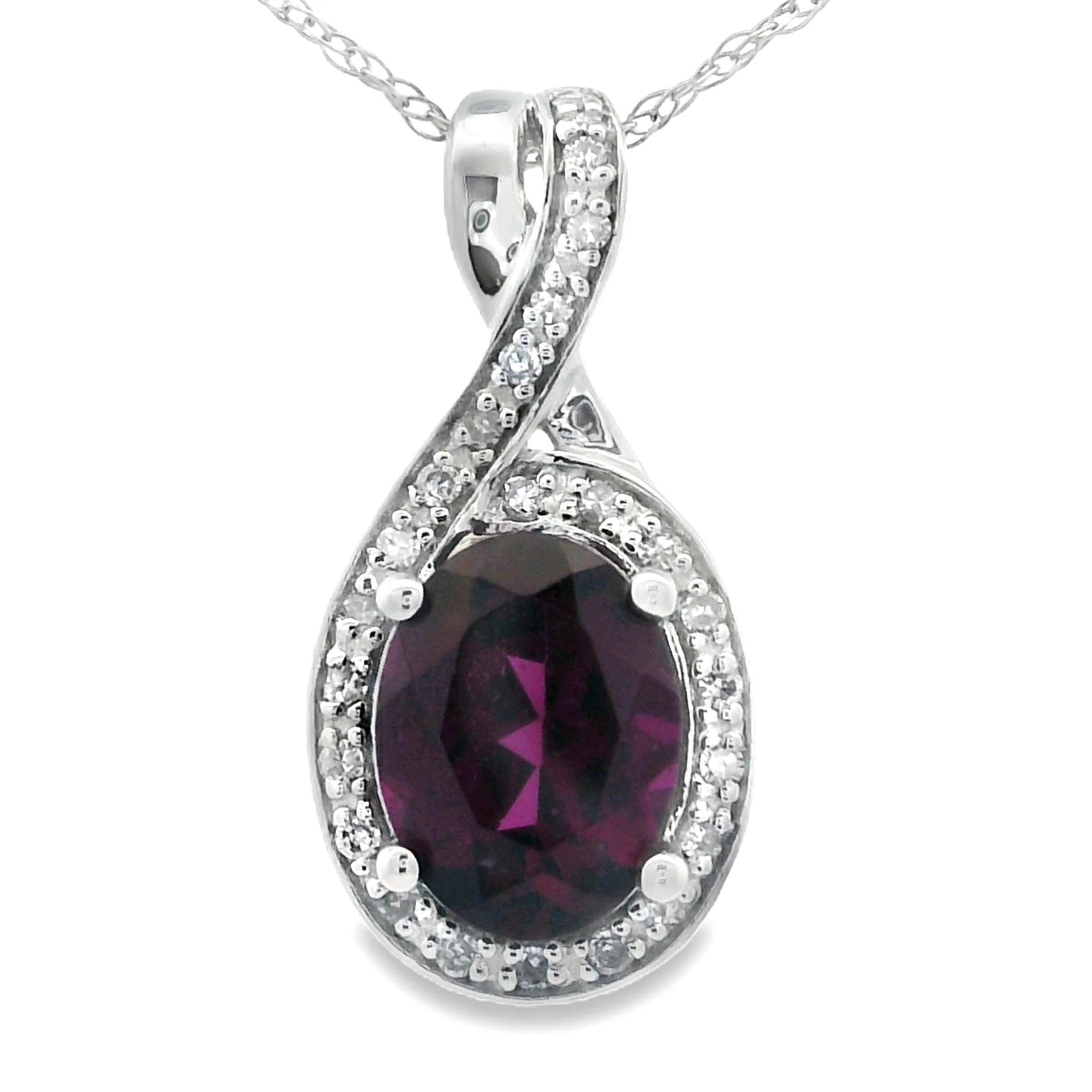 1.61ct Garnet Diamond Fashion Pendants 14KT White Gold