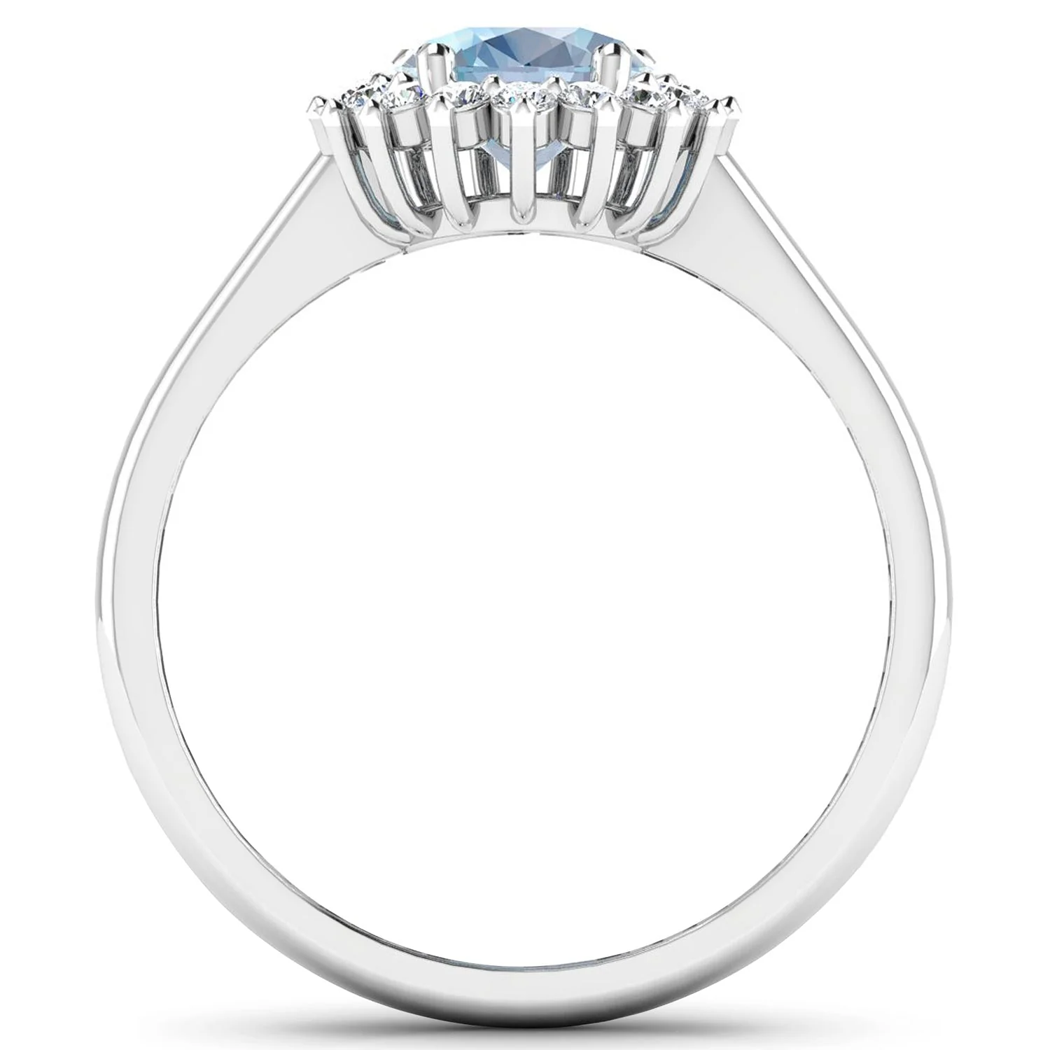 1.62 Carat Genuine Aquamarine and White Diamond 14K White Gold Ring - Image 2
