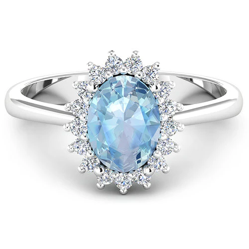 1.62 Carat Genuine Aquamarine and White Diamond 14K White Gold Ring - Image 6