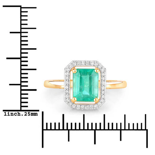1.62 Carat Genuine Ethiopian Emerald and White Diamond 14K Yellow Gold Ring - Image 3