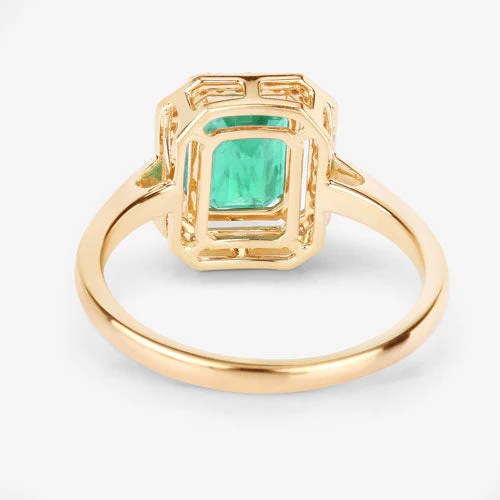 1.62 Carat Genuine Ethiopian Emerald and White Diamond 14K Yellow Gold Ring - Image 7