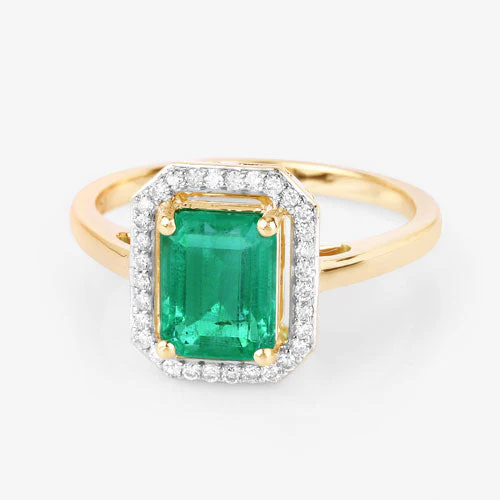 1.62 Carat Genuine Ethiopian Emerald and White Diamond 14K Yellow Gold Ring - Image 9