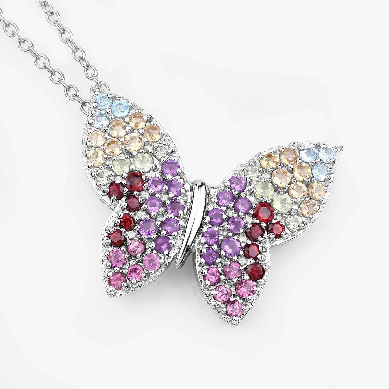 1.62 Carat Genuine Multi Stones .925 Sterling Silver Pendant - Image 4