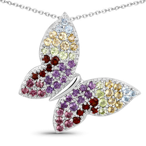 1.62 Carat Genuine Multi Stones .925 Sterling Silver Pendant - Image 5