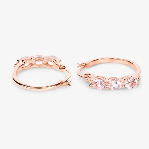 1.63 Carat Genuine Morganite and White Diamond .925 Sterling Silver Earrings - Image 10