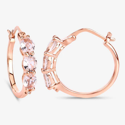 1.63 Carat Genuine Morganite and White Diamond .925 Sterling Silver Earrings - Image 11