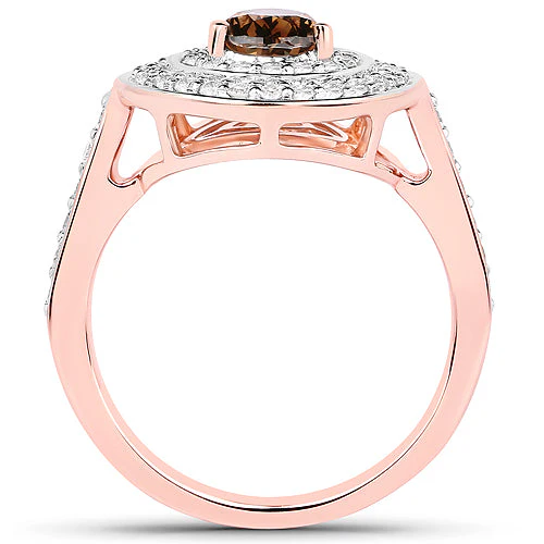 1.64 Carat Genuine Chocolate Brown Diamond and White Diamond 18K Rose Gold Ring - Image 5