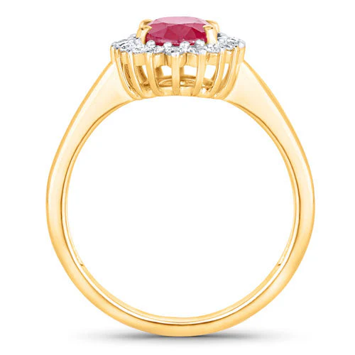 1.64 Carat Genuine Ruby and White Diamond 14K Yellow Gold Ring - Image 2