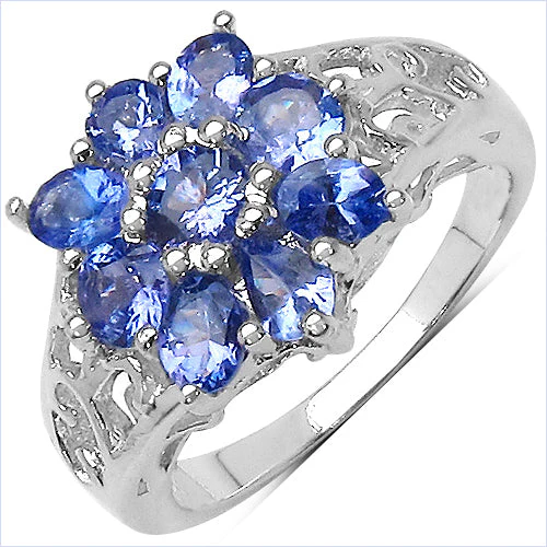 1.65 Carat Genuine Tanzanite .925 Sterling Silver Ring - Image 4