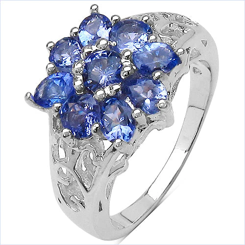 1.65 Carat Genuine Tanzanite .925 Sterling Silver Ring - Image 5