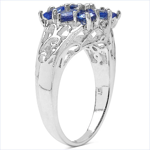 1.65 Carat Genuine Tanzanite .925 Sterling Silver Ring - Image 6