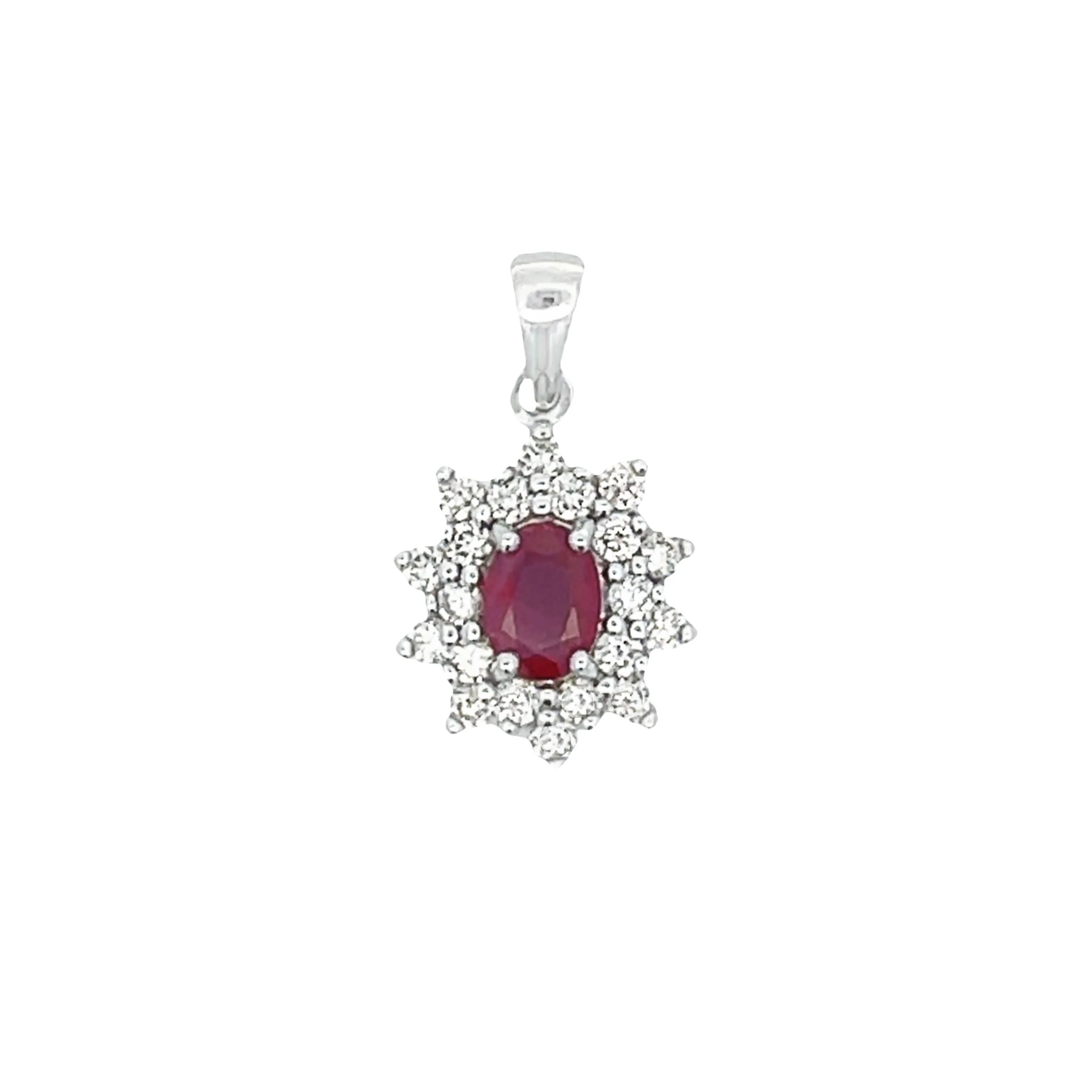 1.65ct Ruby Diamond Fashion Pendants 14KT White Gold - Image 2