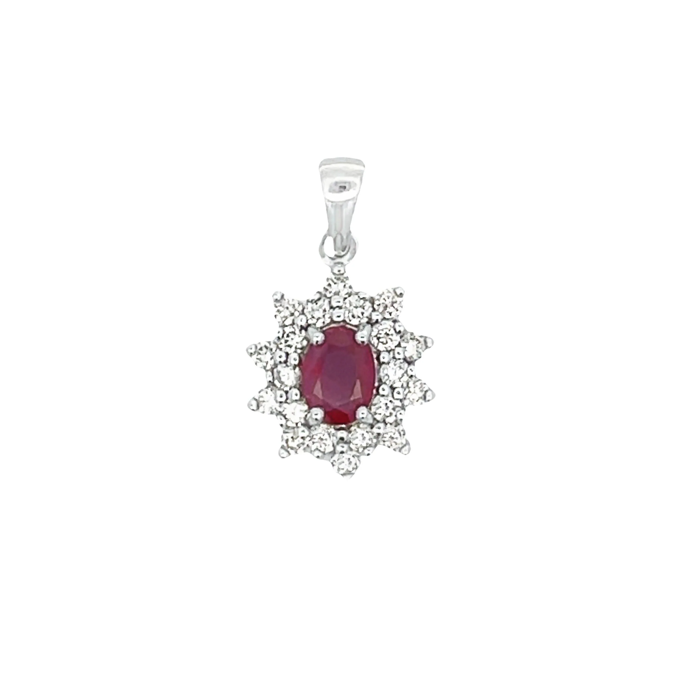 1.65ct Ruby Diamond Fashion Pendants 14KT White Gold - Image 3