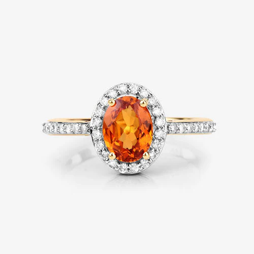 1.66 Carat Genuine Spessartite Garnet and White Diamond 14K Yellow Gold Ring - Image 10