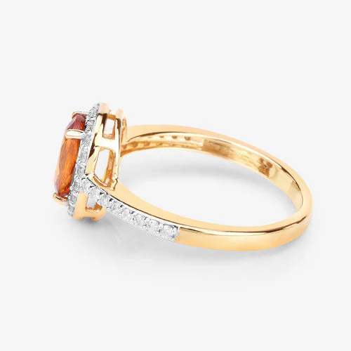1.66 Carat Genuine Spessartite Garnet and White Diamond 14K Yellow Gold Ring - Image 8