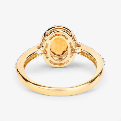 1.66 Carat Genuine Spessartite Garnet and White Diamond 14K Yellow Gold Ring - Image 9
