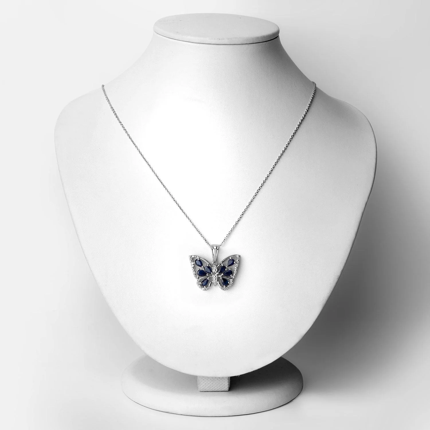 1.67 Carat Genuine Blue Sapphire and White Zircon .925 Sterling Silver Pendant - Image 2