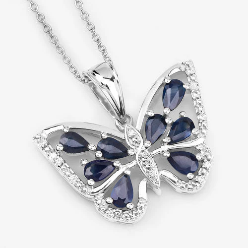 1.67 Carat Genuine Blue Sapphire and White Zircon .925 Sterling Silver Pendant - Image 8