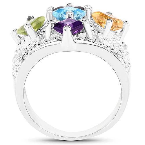 1.67 Carat Genuine Multi Stone .925 Sterling Silver Ring - Image 5