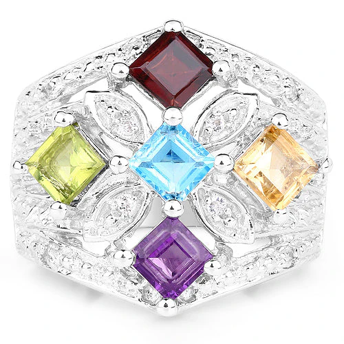 1.67 Carat Genuine Multi Stone .925 Sterling Silver Ring - Image 6