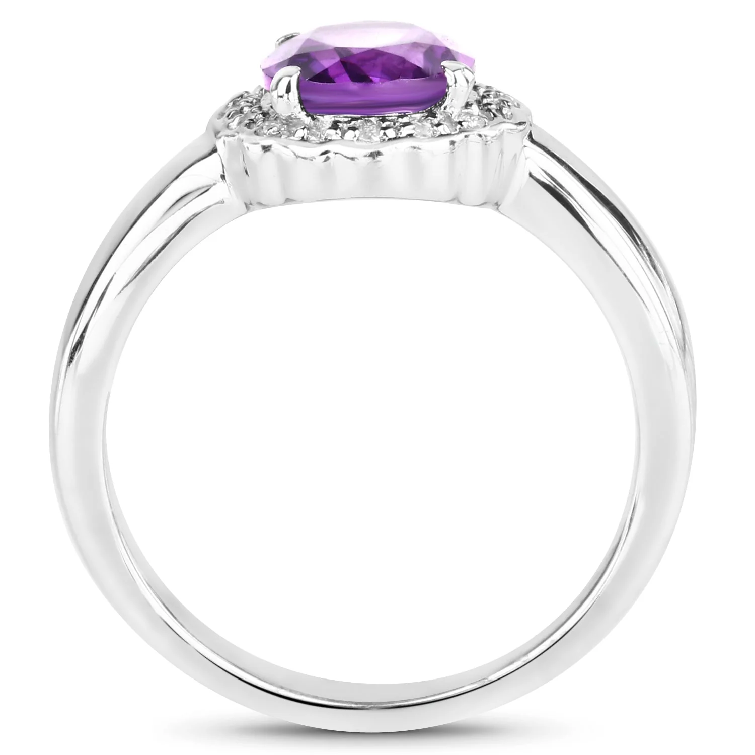 1.68 Carat Genuine  Amethyst and White Topaz .925 Sterling Silver Ring - Image 2