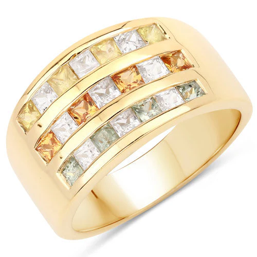 1.68 Carat Genuine Multi Sapphire .925 Sterling Silver Ring - Image 2