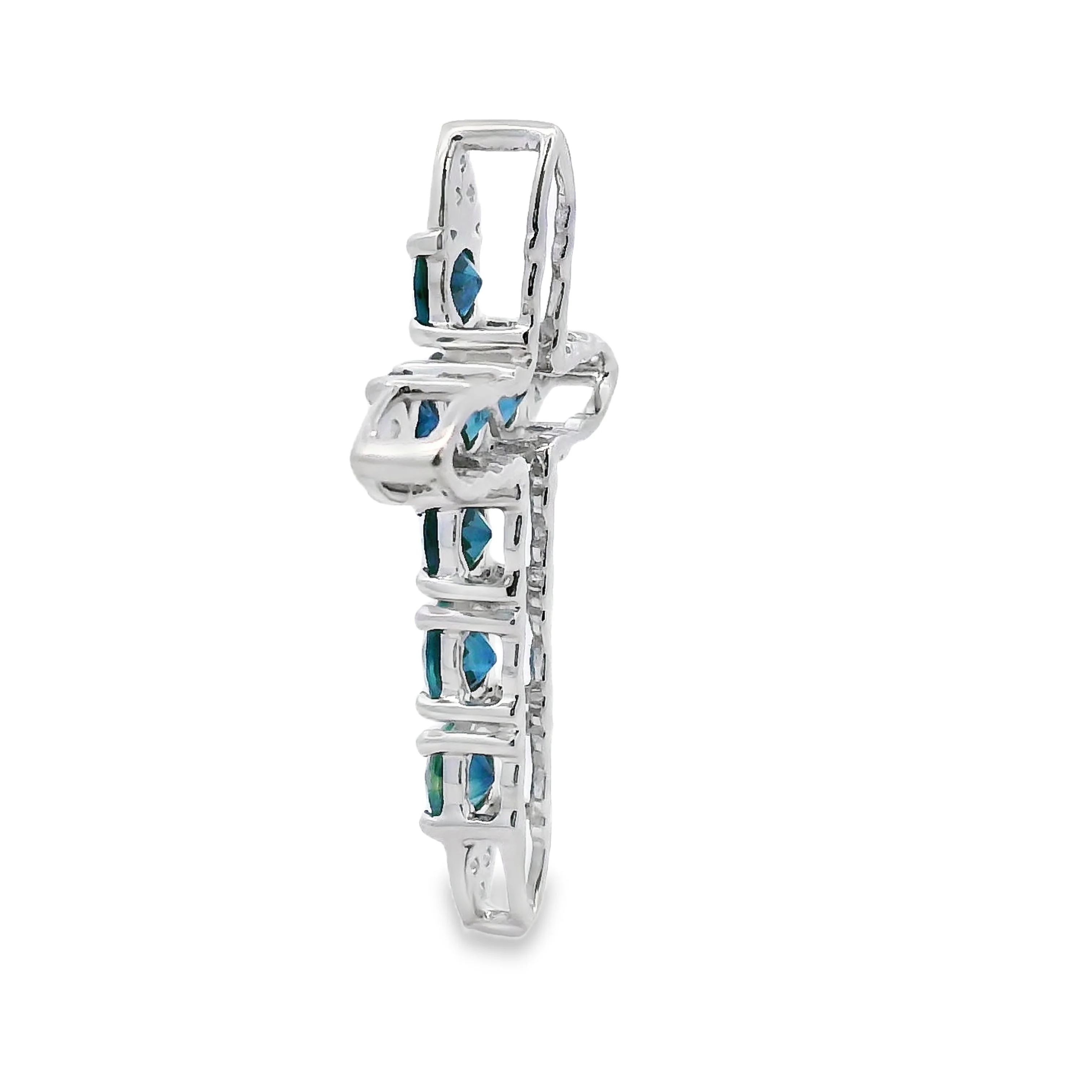 1.68ct Sapphire Cross Religious Pendant 14KT White Gold - Image 2