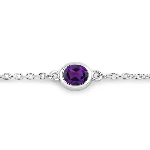 1.70 Carat Genuine Amethyst .925 Sterling Silver Bracelet - Image 2