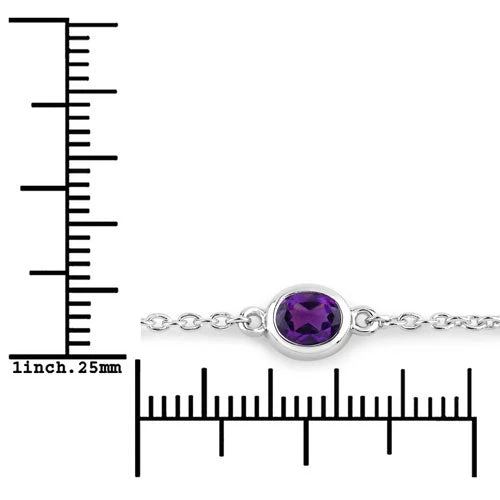 1.70 Carat Genuine Amethyst .925 Sterling Silver Bracelet - Image 3